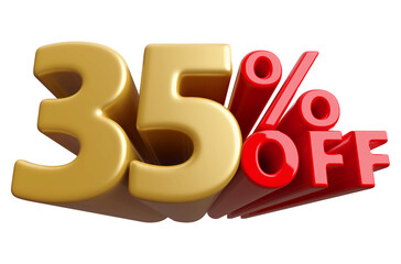 35 percent off sale discount - 3d render number sale