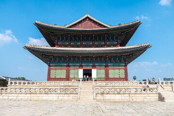 views of gyeongbokgung palace in seoul ,south korea