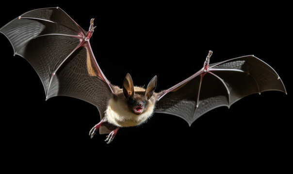 Graceful Bat Takes Flight Against the Night Sky - A Dance of Elegance in the Moonlight.