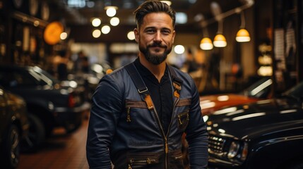 Obraz premium Small business owner in car repair salon