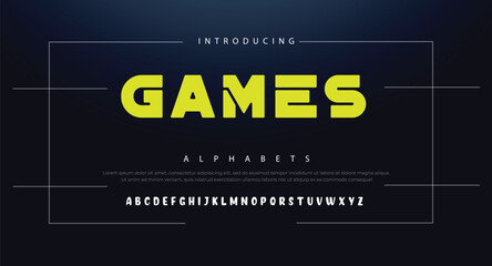 Games Futuristic geometric font with numbers. Eps10 vector. - obrazy, fototapety, plakaty