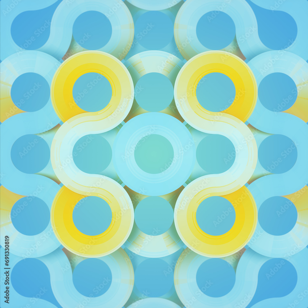 Poster A visually appealing pattern reminiscent of a flower or a decorative ornament of circles. 3d rendering illustration
