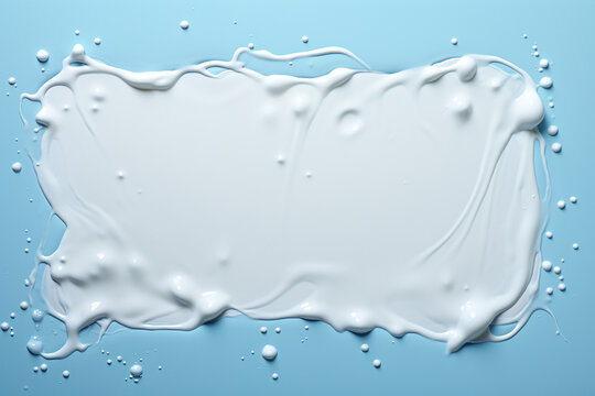 Generative AI Image of Healthy Pure Milk Drink with Blank Space on Blue Background