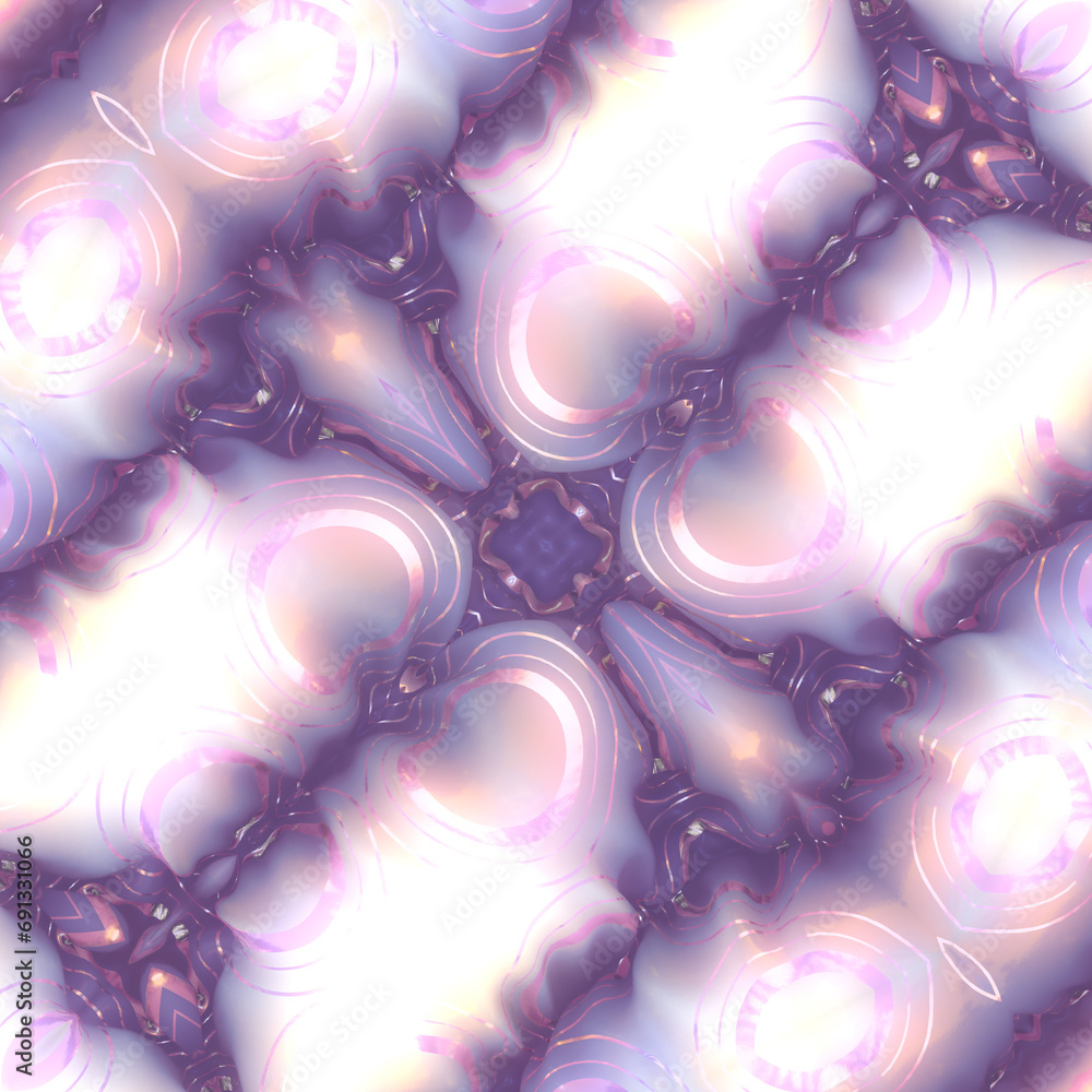 Aufkleber Intricate design of abstract gold pattern on neon colored inflatable surface. 3d rendering digital illustration