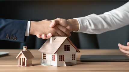 concept shot of buying a house, home loan contract concept.