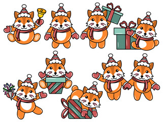 Fox Animal Illustration for Christmas Day	
