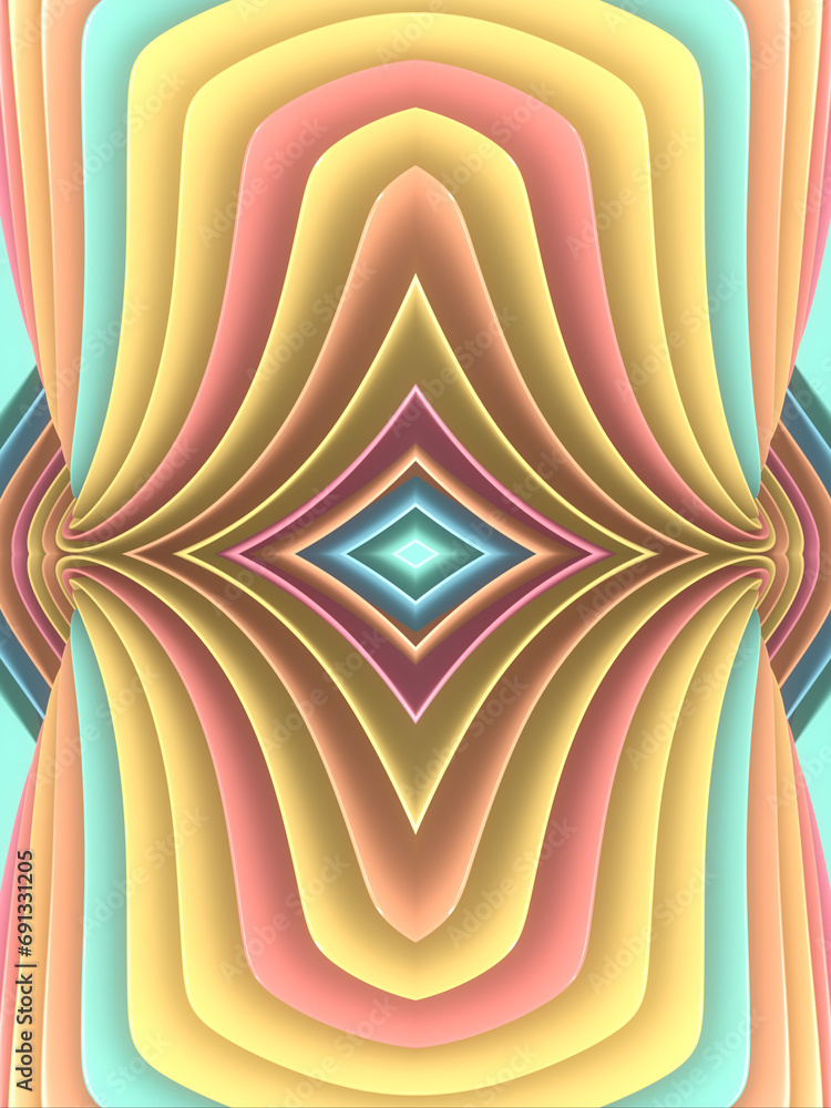 Fototapete A colorful abstract painting with a bright and dynamic composition. 3d rendering digital illustration