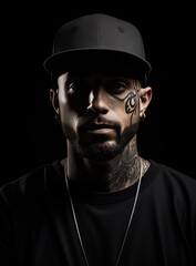Fototapeta premium a man with tattoos and a black cap