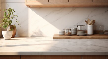 a marble counter top in a kitchen