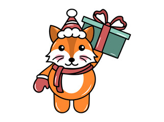 Christmas Animal with Fox Cartoon