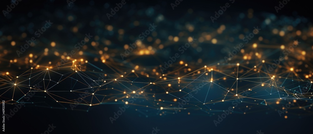 Poster a network of dots connected together on a dark background
