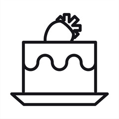 Strawberry cake icon simple vector. Happy anniversary. Sweet cream
