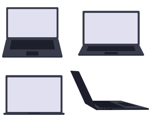 Simple computer icon set in various shapes with blank screen