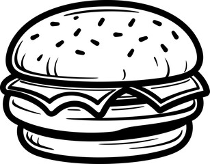 Hamburger burger silhouette icon in black color. Vector template.