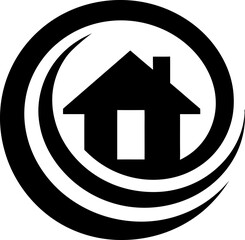 Home estate logo silhouette icon in black color. Vector template design art.