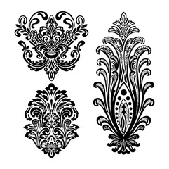 set of damask ornamental elements.