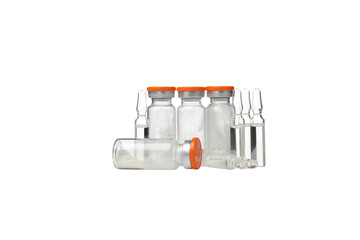PNG, Glass medical bottles and ampoules, isolated on white background