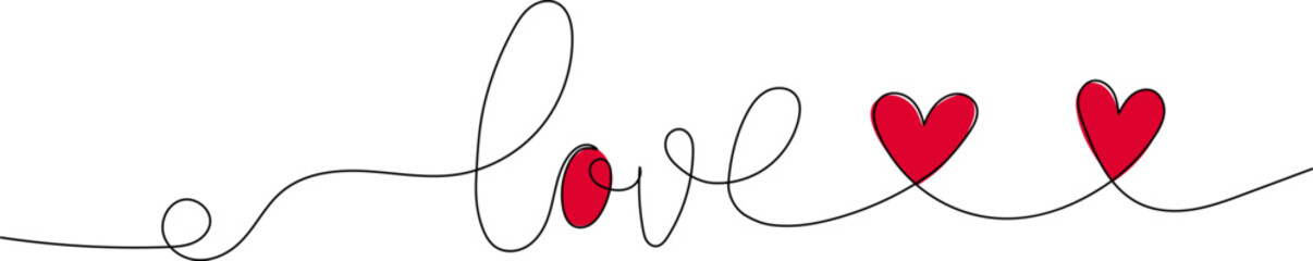 word love continuous line drawing, sketch vector