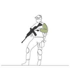 soldier continuous line drawing, sketch vector