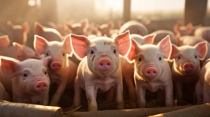 Foto op Aluminium Eco pig and piglets at home farm Pigs at the factory. © sirisakboakaew