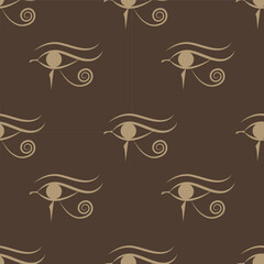 Eye of Horus seamless pattern. Egyptian vector illustration.
