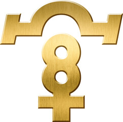 Magnesium Alchemical Symbol in Gold - Symbolizing Lightness, Strength, and Reactivity, Suitable for Lightweight and Reactive Design Ideas
