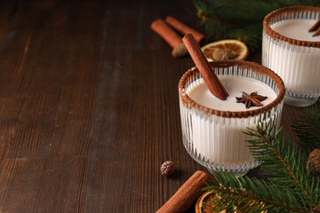 Eggnog, traditional drink for Christmas holiday, winter holiday drink