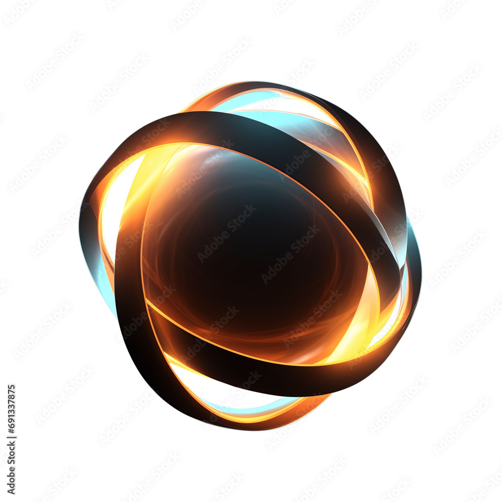 Wall mural atomic black hole, irradiating circular flame sphere orb with rotating and rotating rays