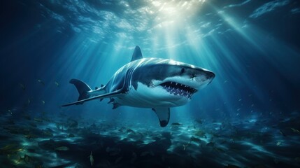 Obraz premium Great white shark attacks under the sea