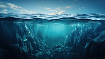 Underwater icebergs are at risk from global warming. - obrazy, fototapety, plakaty