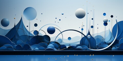 an abstract world of shapes in shades of blue