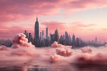 New york city fuzz peach color of the year 2024 illustration - obrazy, fototapety, plakaty