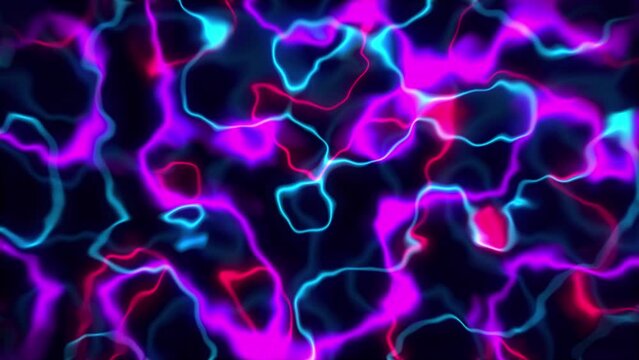Neon glow lines abstract loop 3D animation particle blood cells light motion graphics squiggle arteries vein energy background visual effect colour liquid art 4K pink blue red