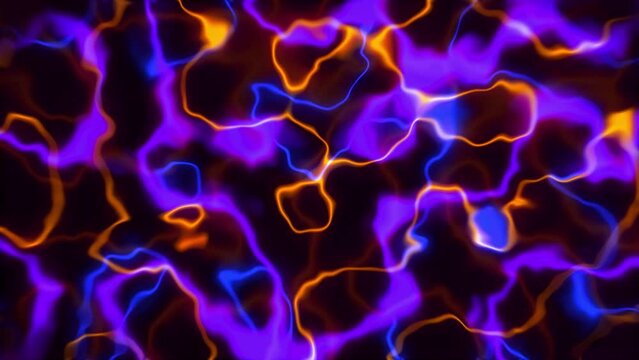 Neon glow lines abstract loop 3D animation particle blood cells light motion graphics squiggle arteries vein energy background visual effect colour liquid art 4K orange purple navy