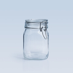 Empty clip-top glass jar isolated