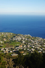 Fototapeta na wymiar Panorama of the village Santa Marina Salina, the Aeolian islands, Italy
