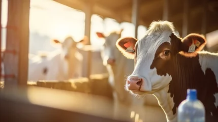 Fotobehang Dairy cows in the cow barn © sirisakboakaew