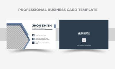 Clean professional business card template design with geometric shapes.