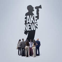 Man spreading fake news and people following him