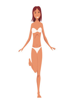 Female figure type. Women in lingerie showing body shape. Women in underwear. Main woman figure shape. Flat vector illustrations isolated on white background