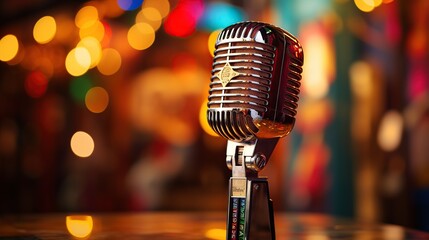 Classical music microphone on colorful background
