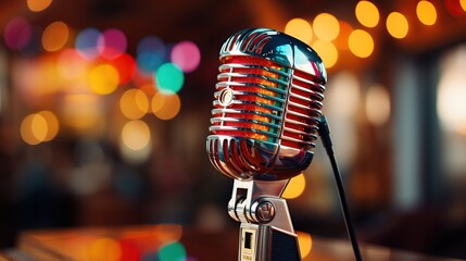 Classical music microphone on colorful background
