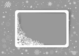 Christmas photo frame round snow corner
