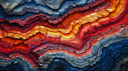 Vibrant Mineral Spectacle in Yellowstone. Exploration of Geology's Artistry. Vivid Colors And Mineral Texture