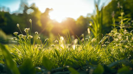 Green grass in the sunlight. Sunlight through the grass. Natural background
Green Summer Grass Meadow Close-Up With Bright Sunlight. Sunny Spring Background. Beautiful green grass background with boke