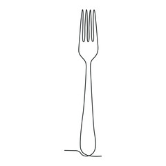 One continuous line drawing of fork. Editable stroke. Doodle vector illustration.