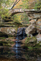Fototapeta na wymiar A Waterfall at Hocking Hills State Park in the Hocking Hills region of Hocking County, Ohio, United States