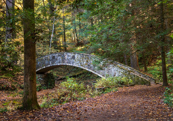 Foot Bridge and River at Hocking Hills State Park in the Hocking Hills region of Hocking County, Ohio, United States