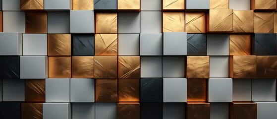Golden and Silver Wooden Blocks in Luxurious Pattern