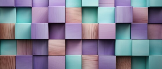 Lilac and Mint Wooden Blocks Checkerboard